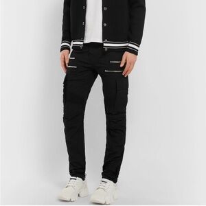 BALMAIN Biker Jeans Cargo Denim Pants Slim Fit Cotton Trouser